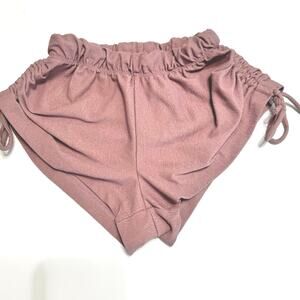 FIVE Dancewear Ruched Side Tie Shorts YXL Mauve Pink Dance Cheer